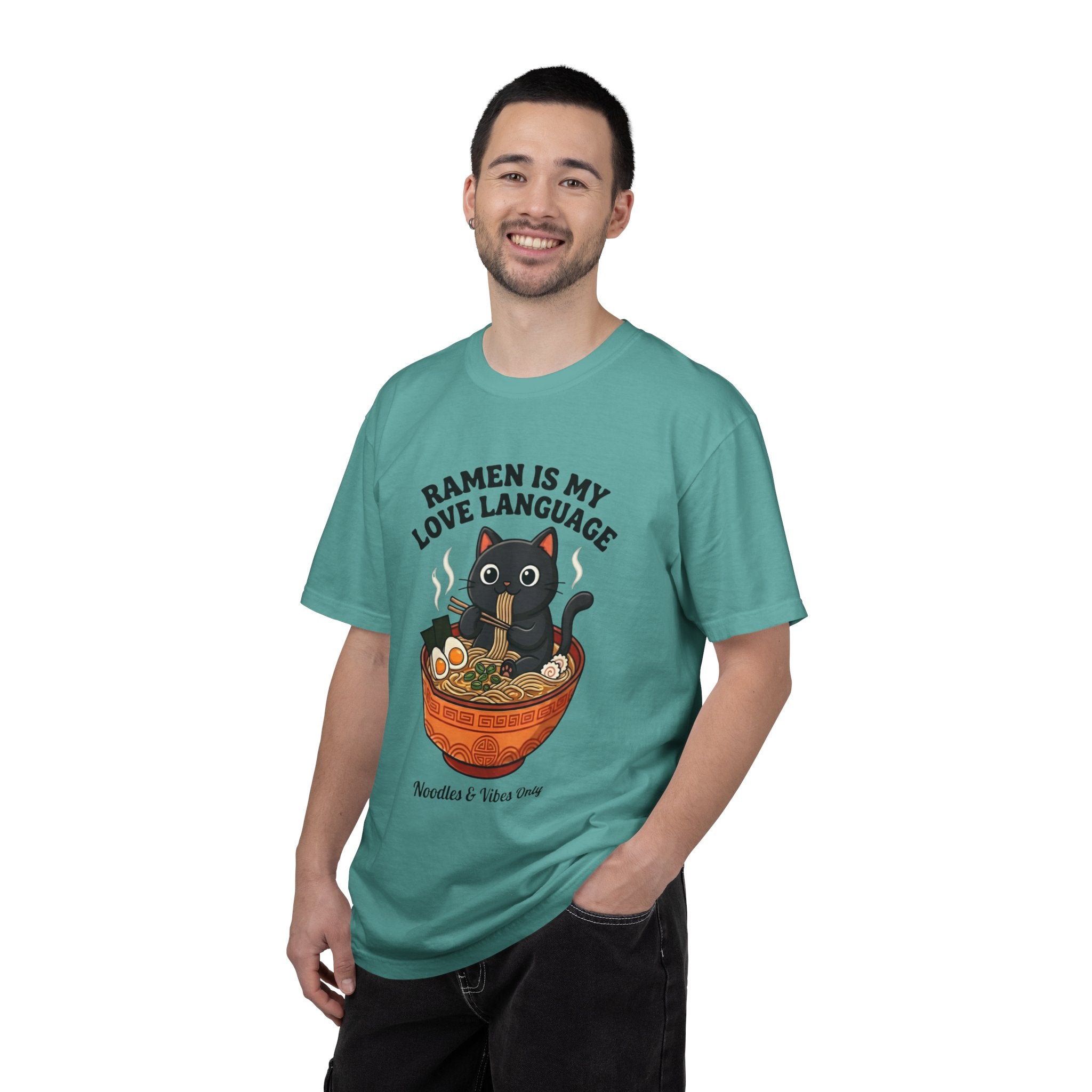 Ramen Is My Love Language T-shirt | Cat in Ramen Bowl Noodles Vibes Tee