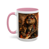 Rockstar Capybara with Guitar Mug | Color Accent Coffee Cup 11oz 15oz