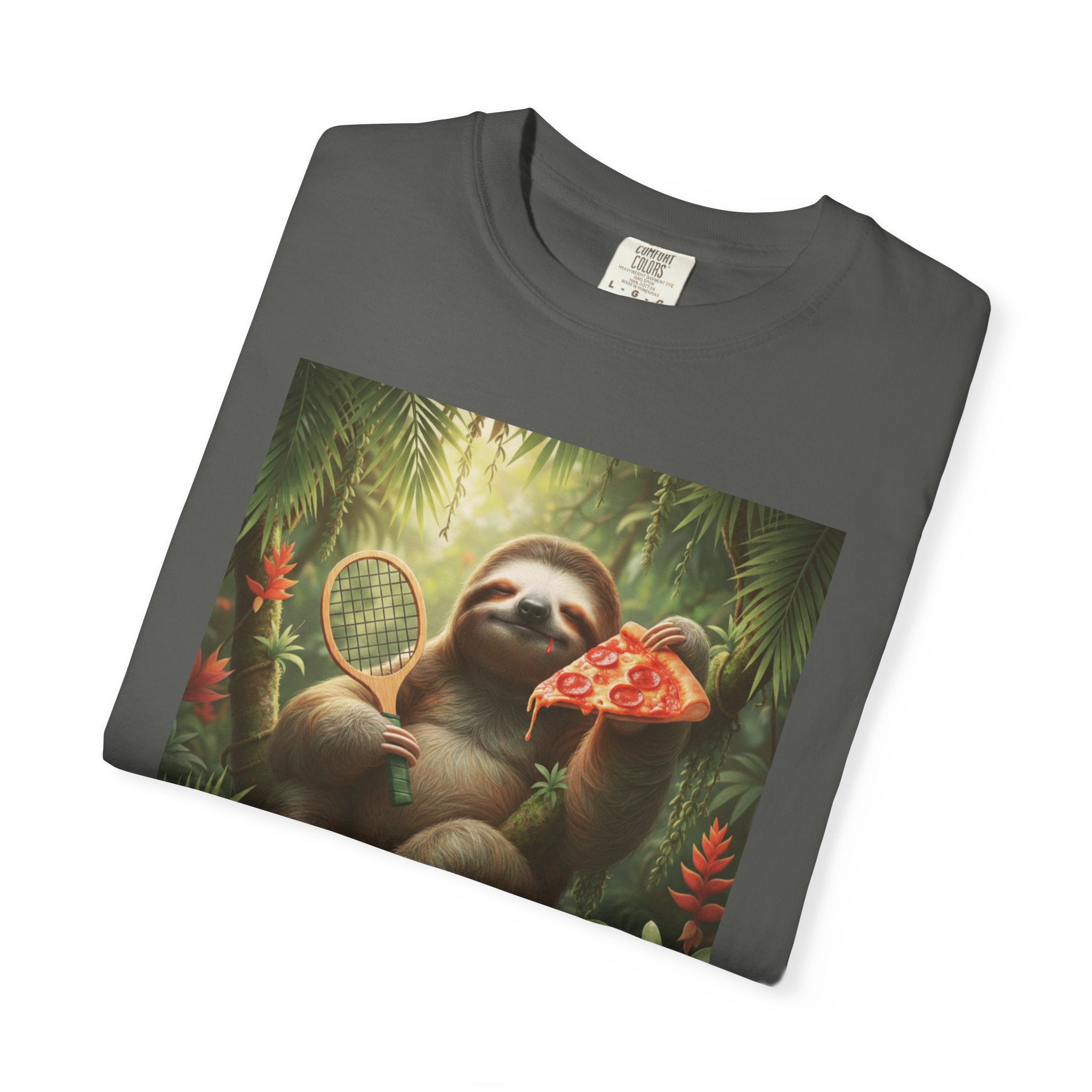 Sloth with Pizza and Pickleball Racket T-shirt | Eat Sleep Drink Repeat