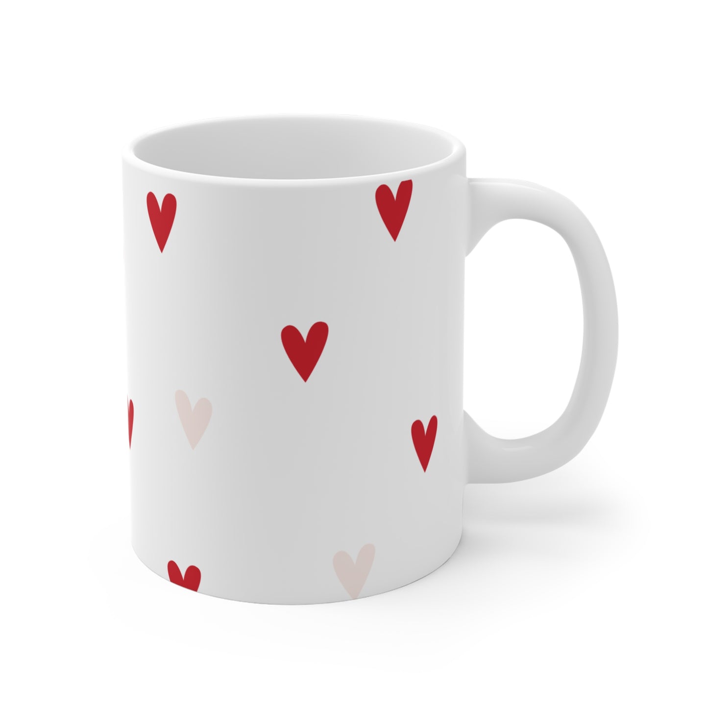 Red and Pink Heart Pattern Mug | 11oz Ceramic