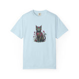 Floral Cat Illustration T-Shirt | Botanical Kitty Tee