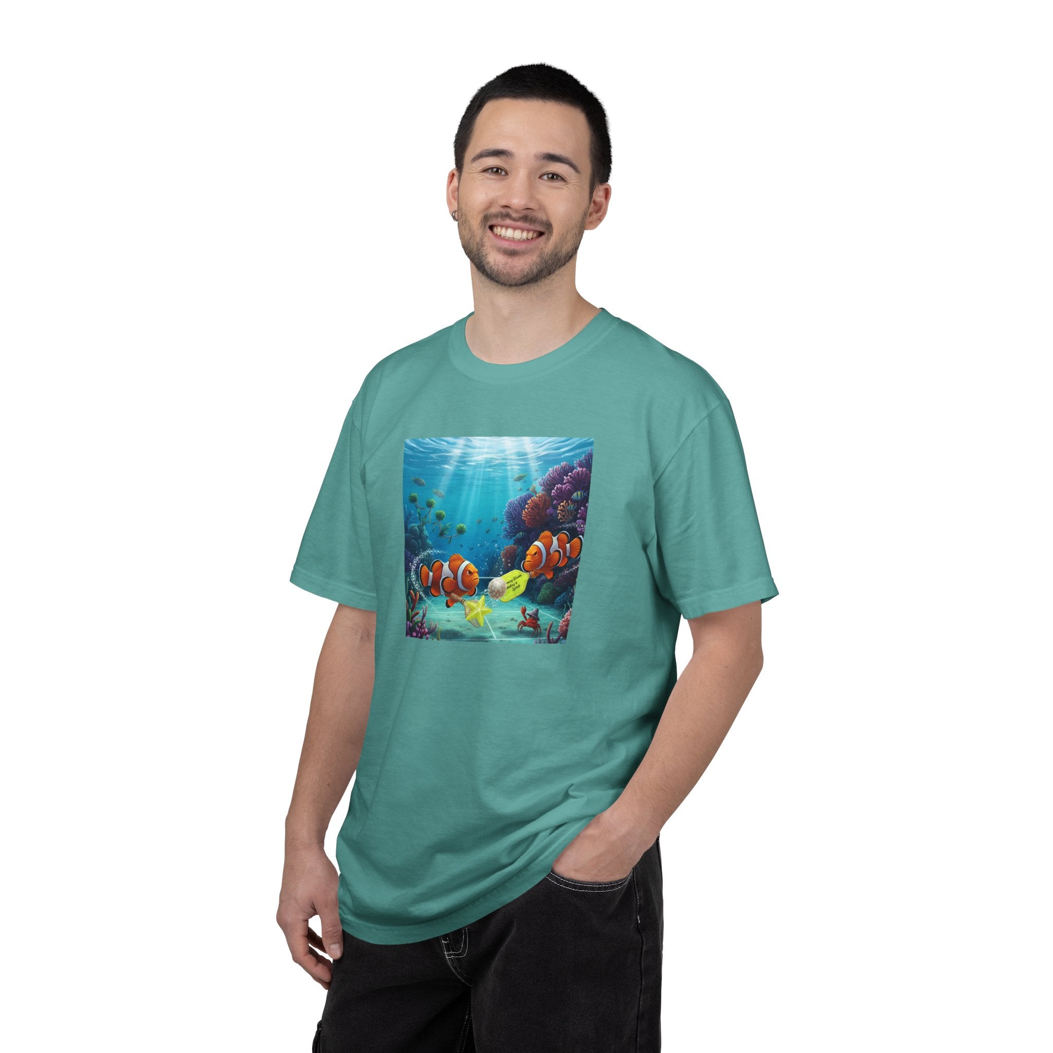 Clownfish Reef Scene T-shirt | Underwater Coral Ocean Illustration
