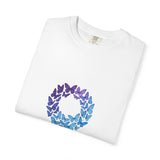 Blue Purple Butterfly Wreath T-shirt | Floral Circle Tee