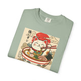 Maneki Neko Ramen Cat T-shirt | Lucky Cat Bowl Graphic Japanese Style