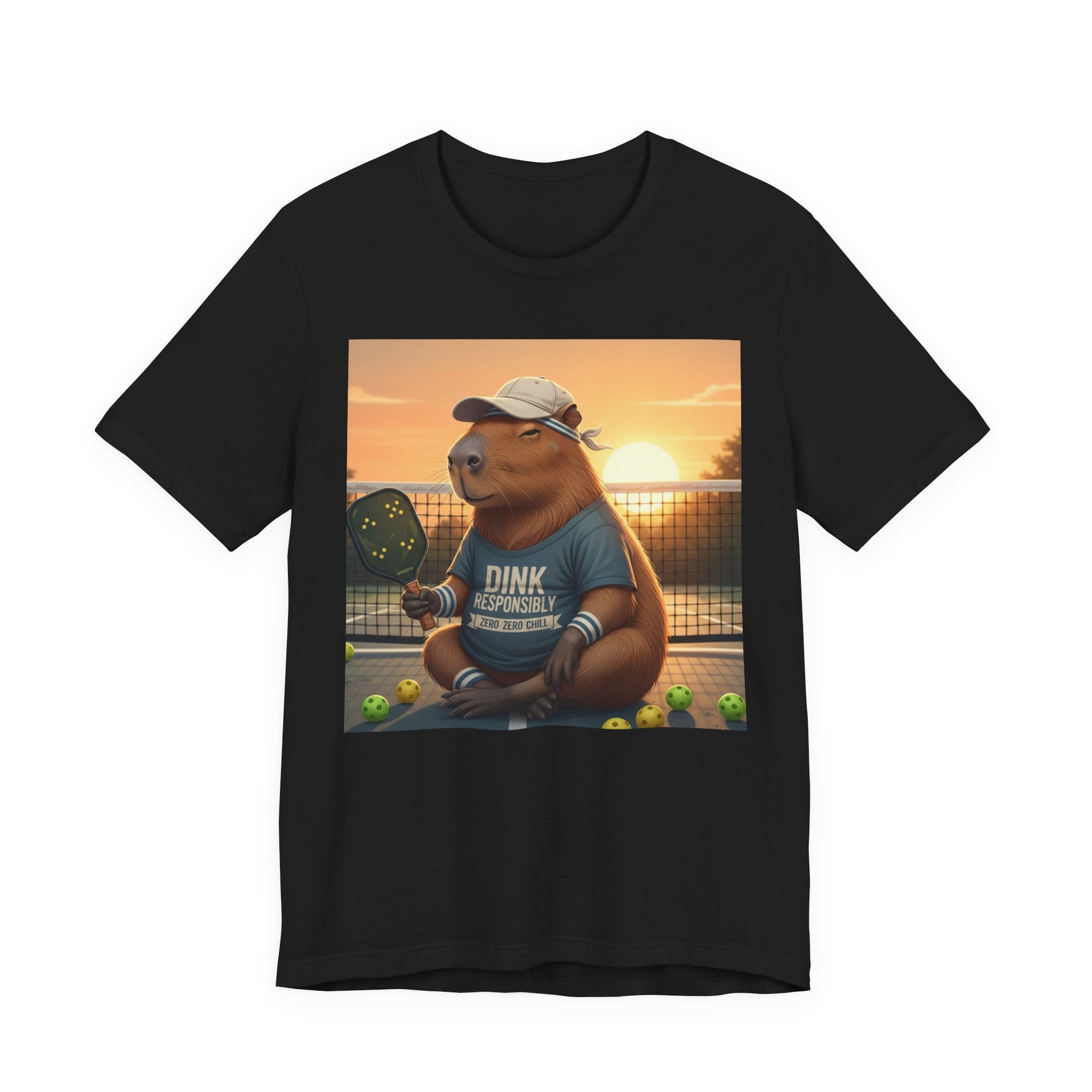 Dink Responsibly Pickleball Capybara Tee | Funny Animal Sports Art