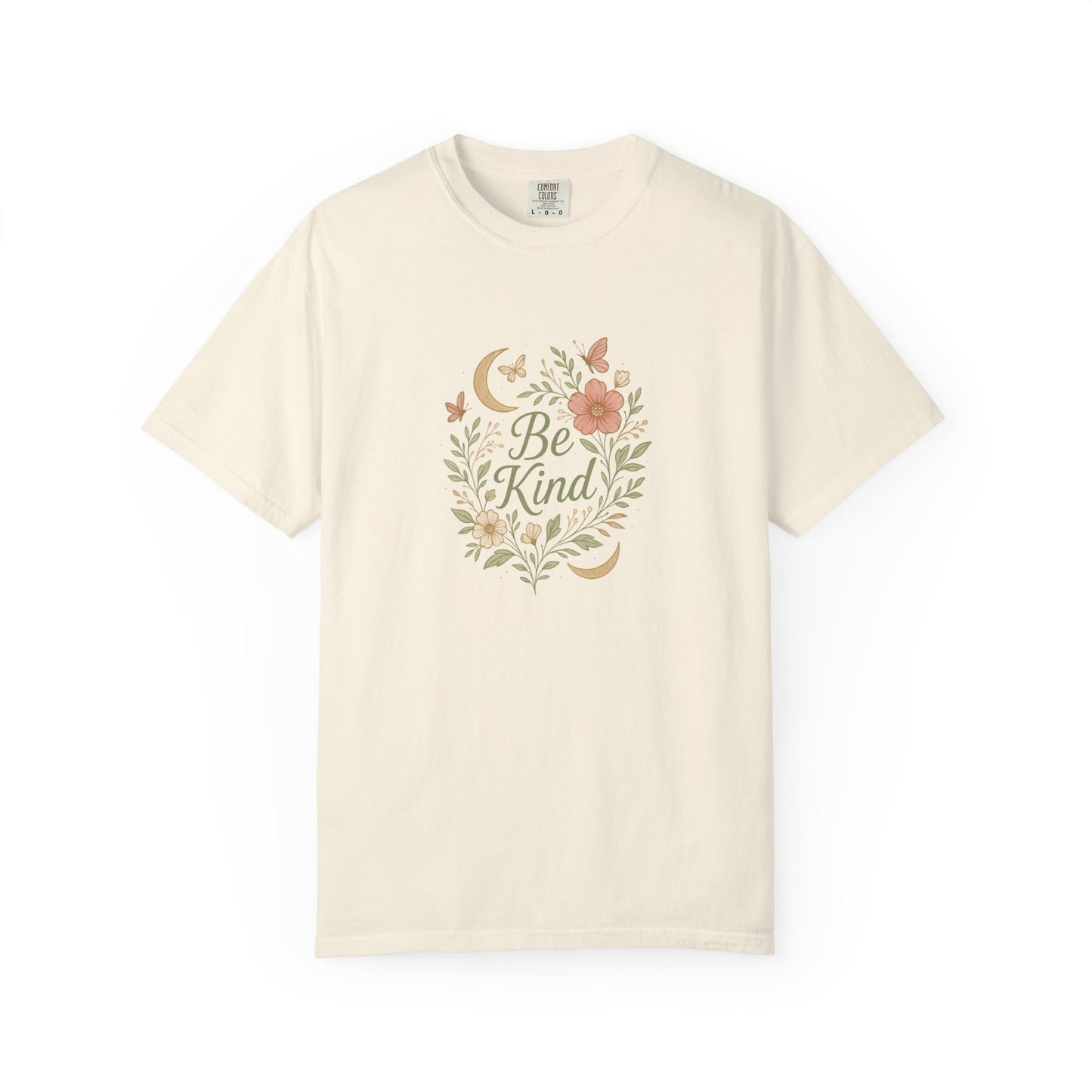 Be Kind Floral Wreath T-Shirt | Positive Quote, Boho Botanical Design