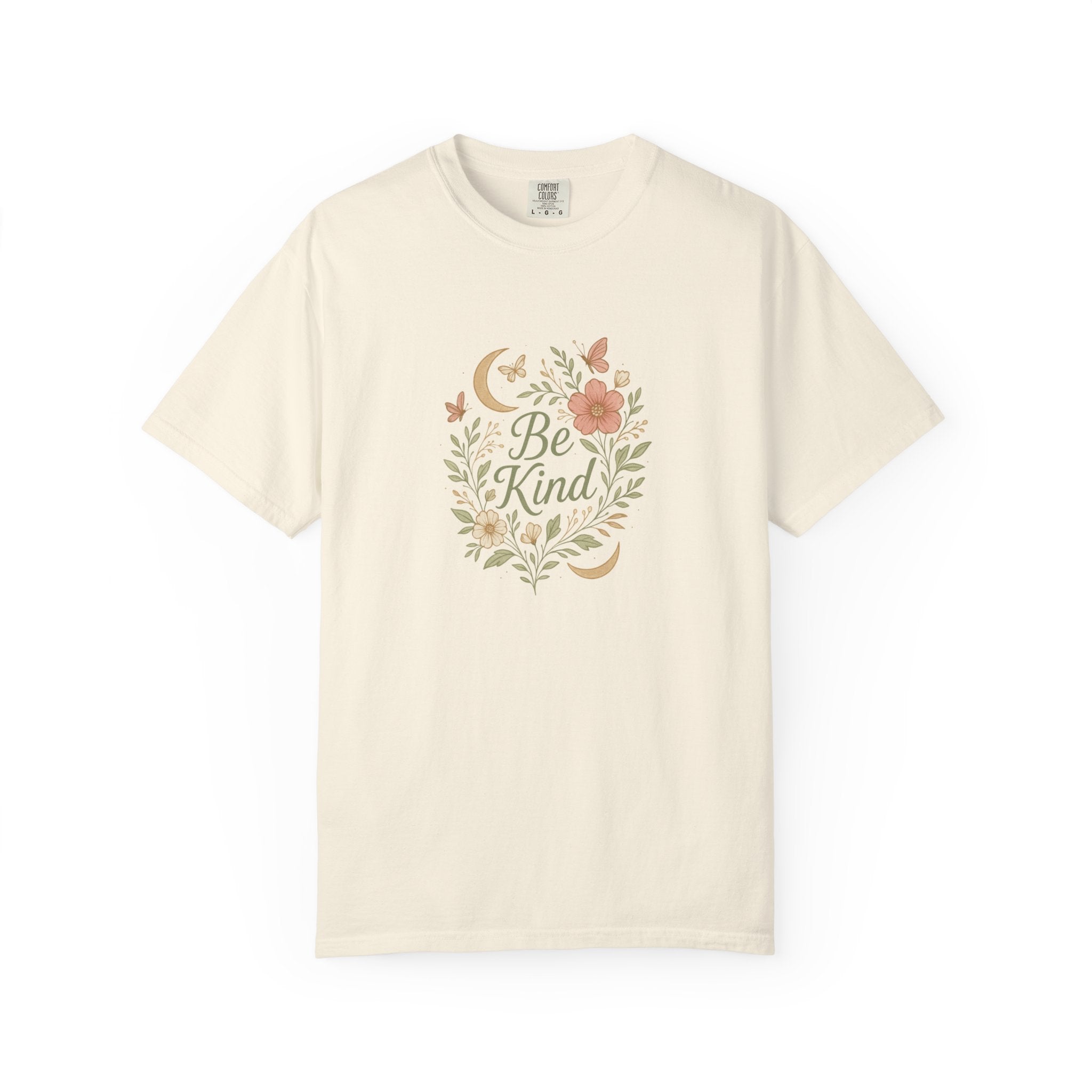 Be Kind Floral Wreath T-Shirt | Positive Quote, Boho Botanical Design
