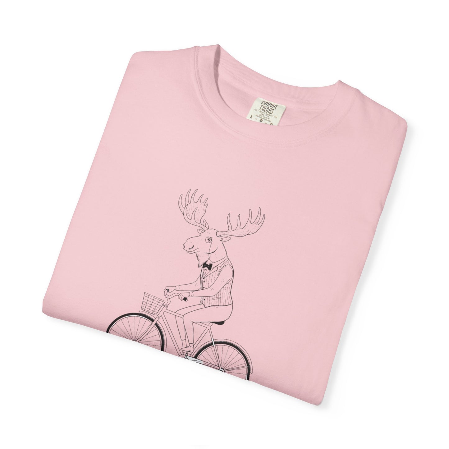 Funny Moose Riding Bike T-shirt | Novelty Animal Cycling Tee