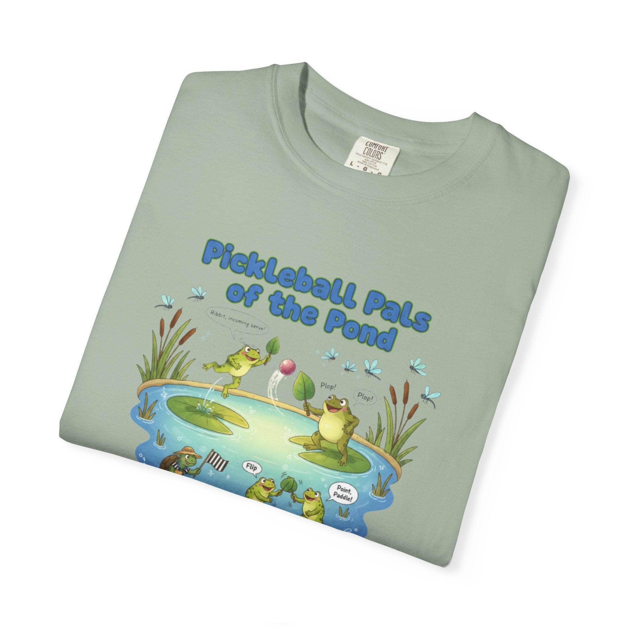 Pickleball Pals of the Pond T-Shirt | Cute Frog Pond Illustration