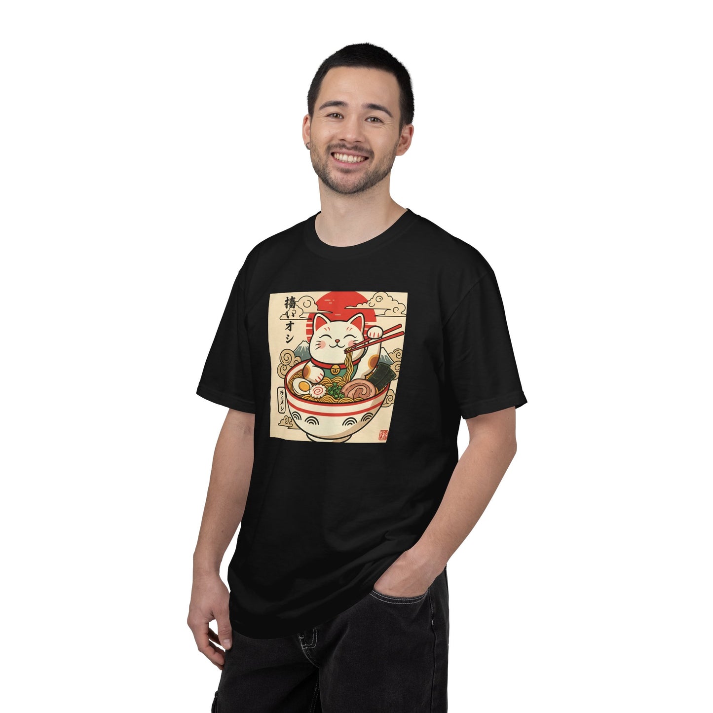 Maneki Neko Ramen Cat T-shirt | Lucky Cat Bowl Graphic Japanese Style