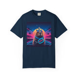 Retro Vaporwave Capybara with Sunglasses T-shirt | Neon Sunset Palm Trees