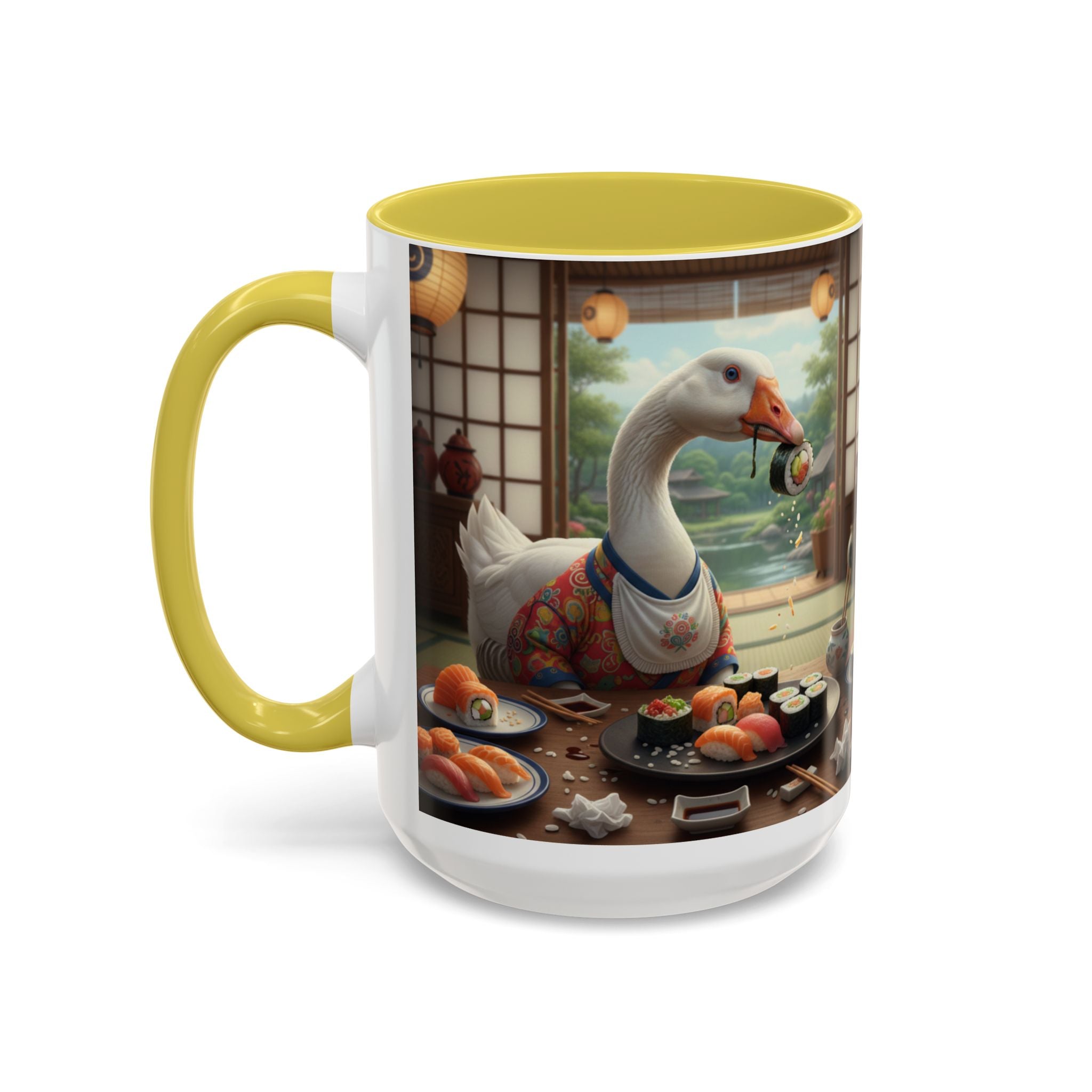 Goose with Sushi Mug | Japanese Tea Room Illustration