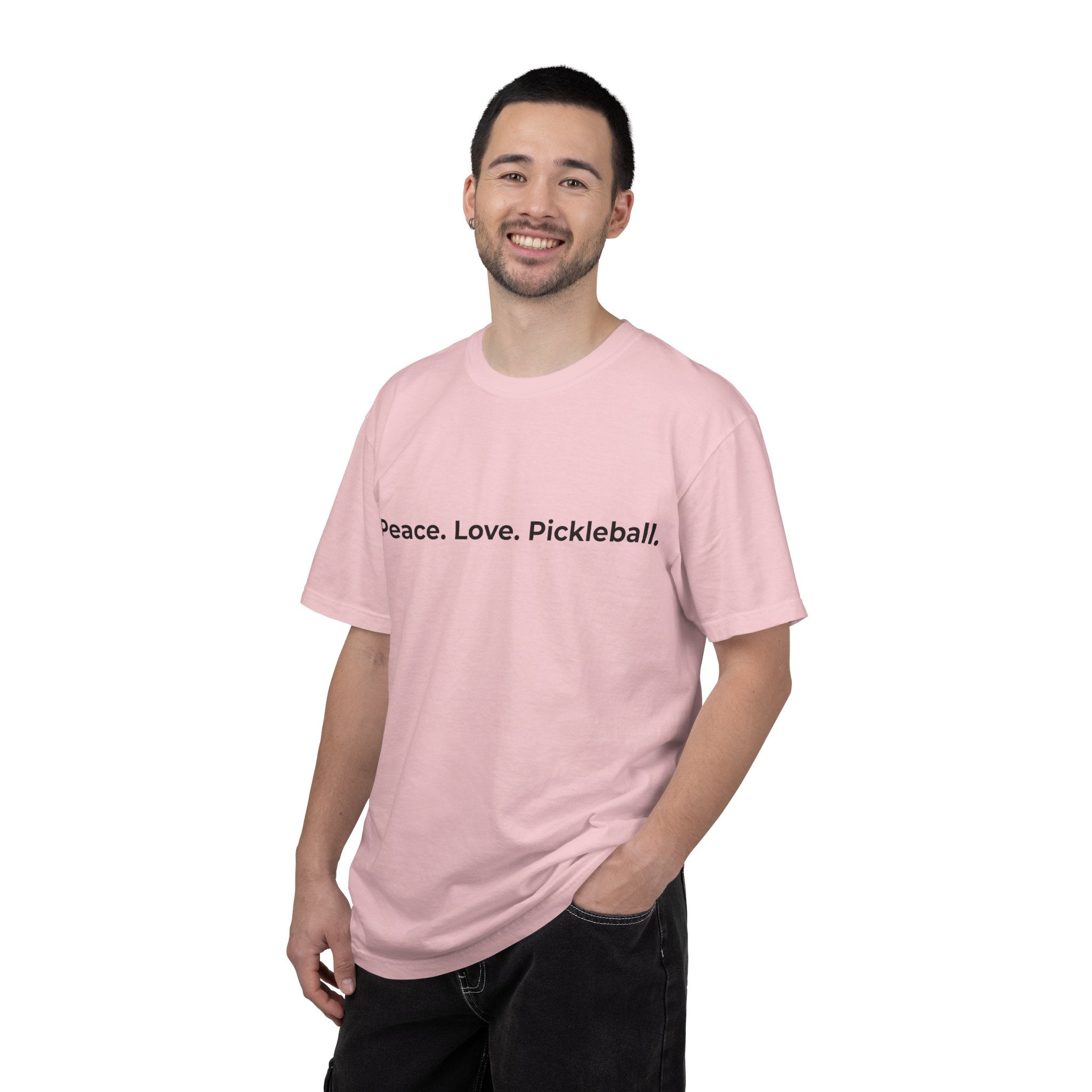 Peace. Love. Pickleball. T-Shirt | Minimalist Text Tennis Paddle Shirt