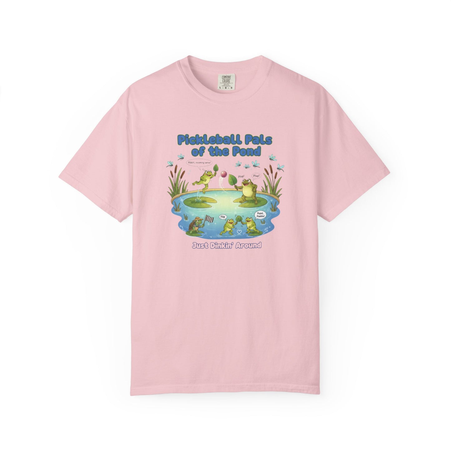 Pickleball Pals of the Pond T-Shirt | Cute Frog Pond Illustration