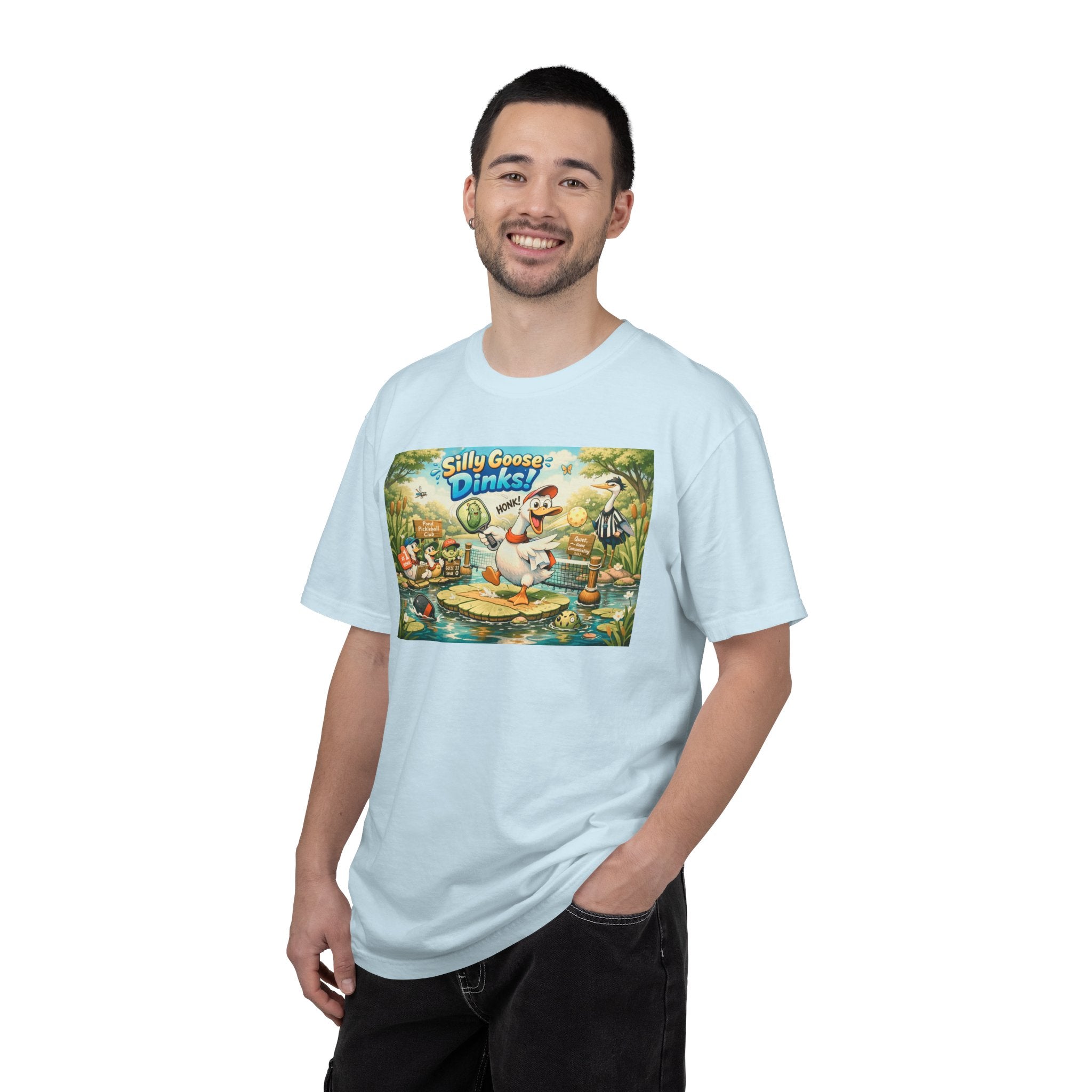 Silly Goose Dinks Cartoon Goose T-Shirt | Vintage Picnic Pond Illustration
