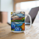 Stained Glass Tulips Mug | Floral Sunrise Ceramic Mug