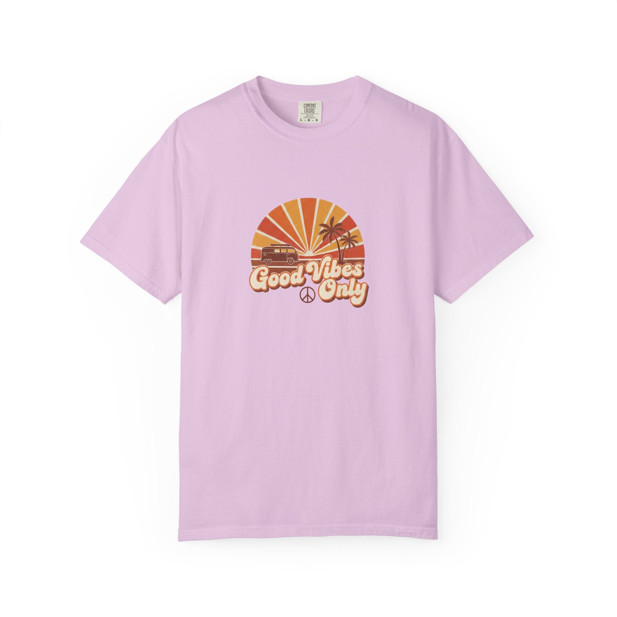 Good Vibes Only T-shirt | Retro Sunset Palm Peace Sign