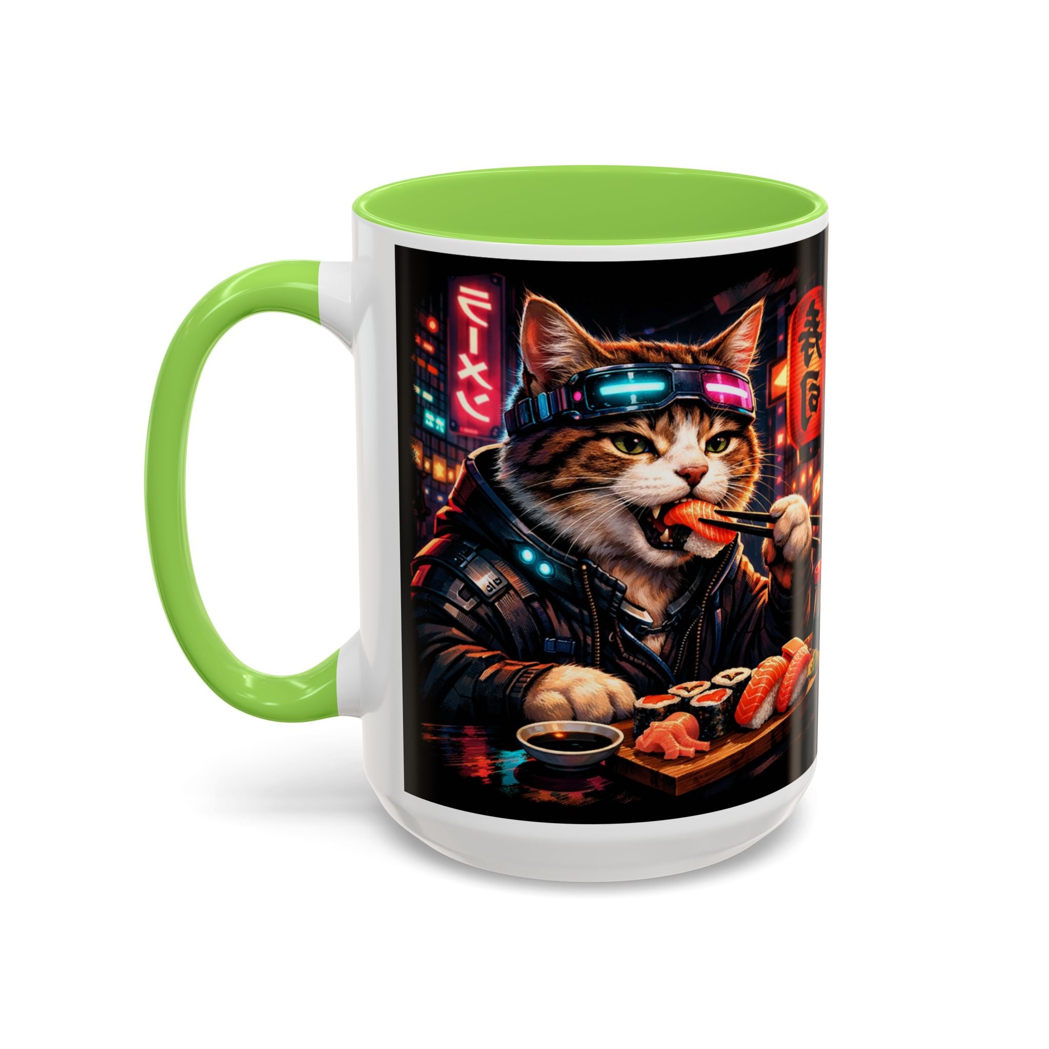 Cyberpunk Sushi Cat Mug | 11oz 15oz Ceramic Coffee Cup