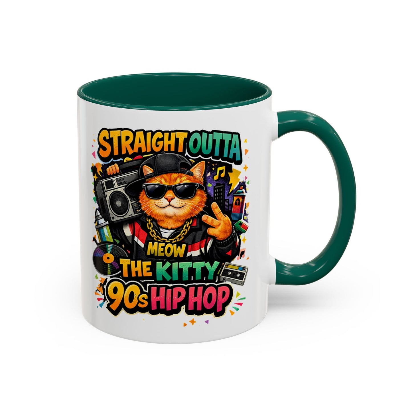 Straight Outta Meow The Kitty 90s Hip Hop Mug | Color Accent