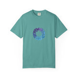 Blue Purple Butterfly Wreath T-shirt | Floral Circle Tee
