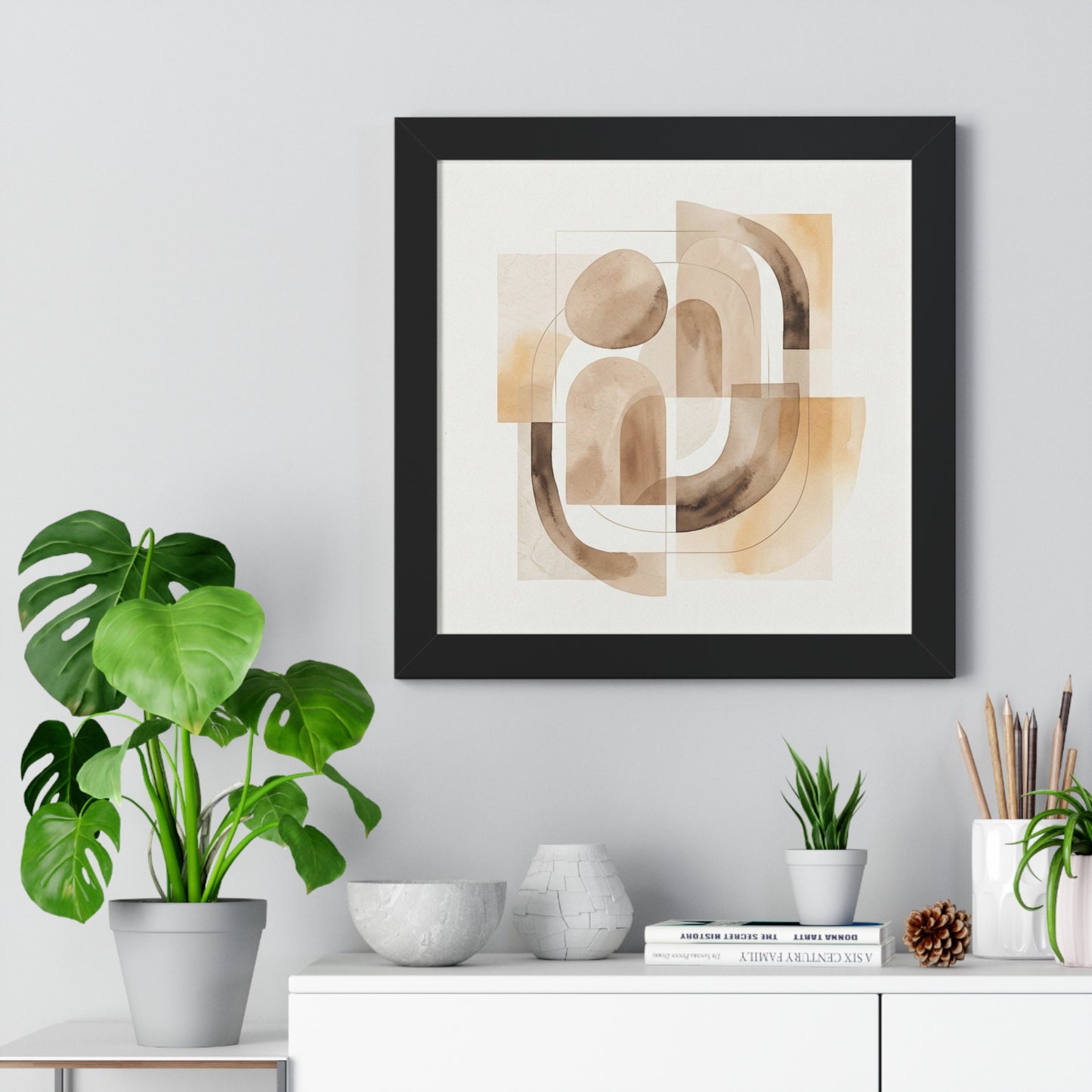 Abstract Neutral Art Framed Horizontal Poster | Minimal Wall Decor