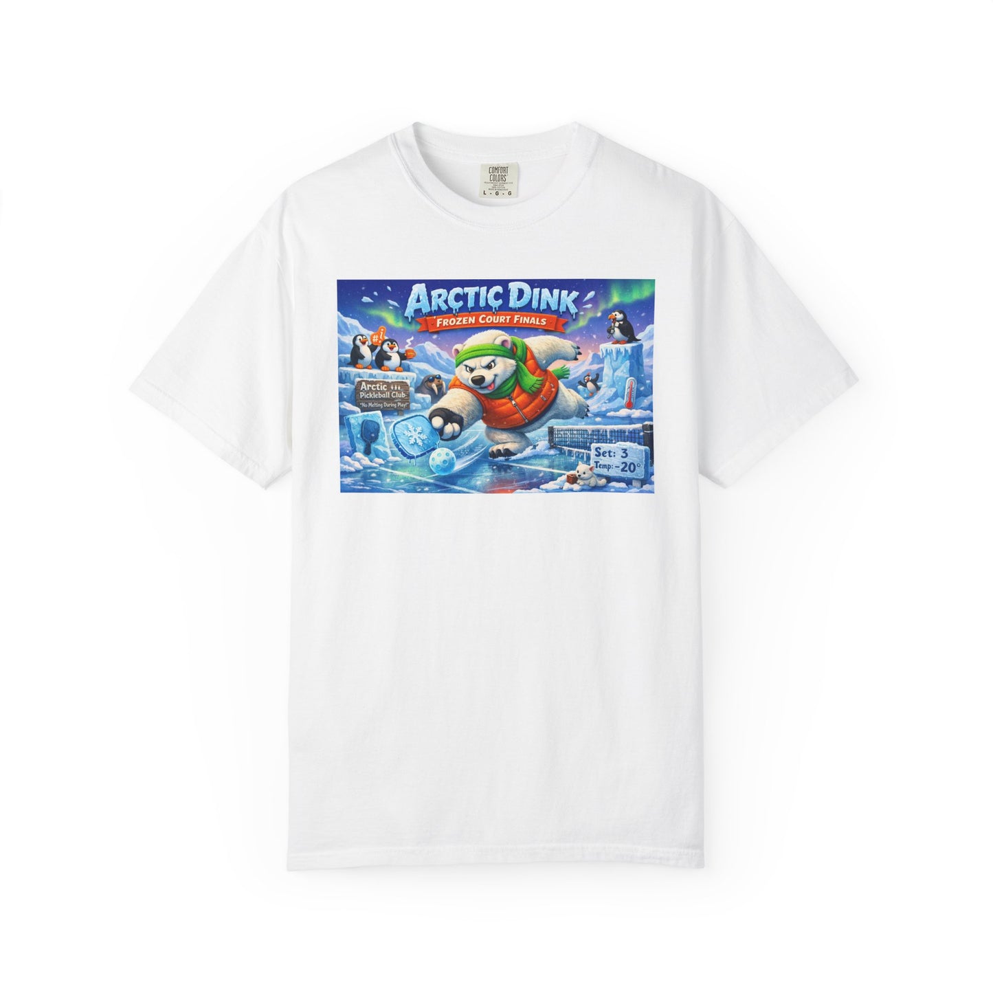 Arctic Dink Polar Bear Pickleball T-Shirt | Retro Game Art