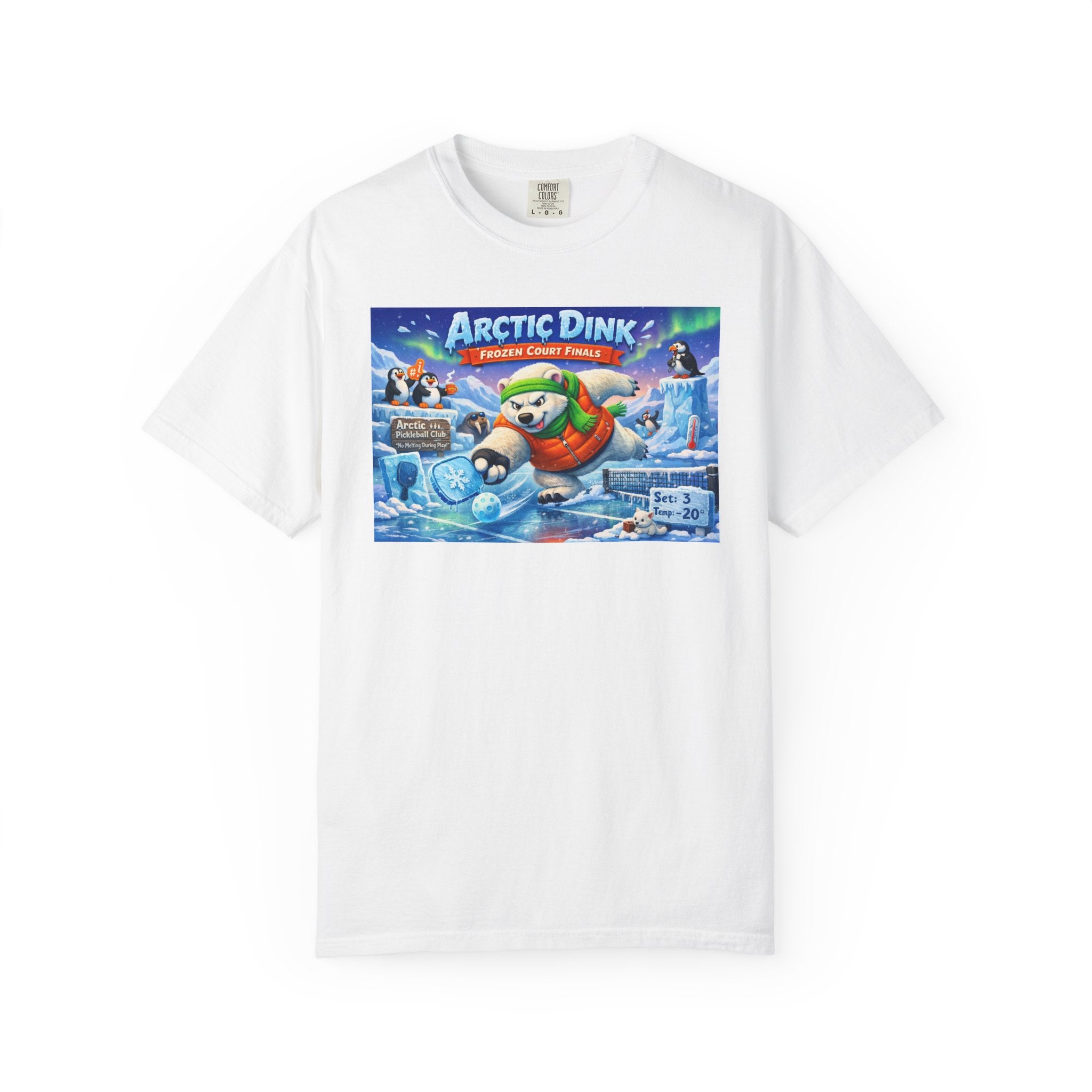 Arctic Dink Polar Bear Pickleball T-Shirt | Retro Game Art