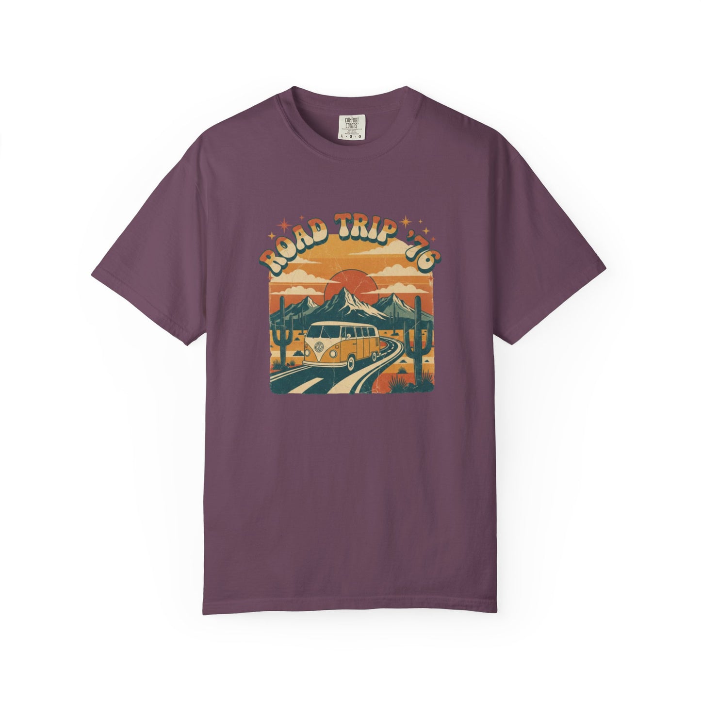 Road Trip '76 T-shirt | Vintage Camper Van Sunset Graphic