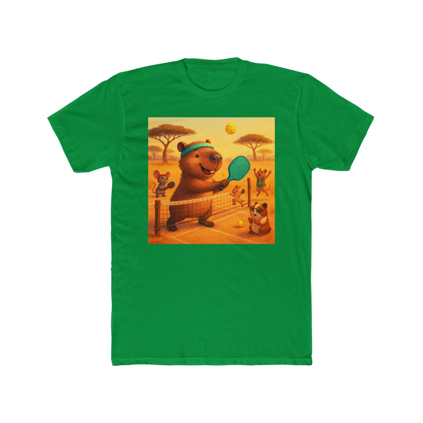 Capybara Playing Pickleball T-Shirt | Retro Sports Animal Illustration