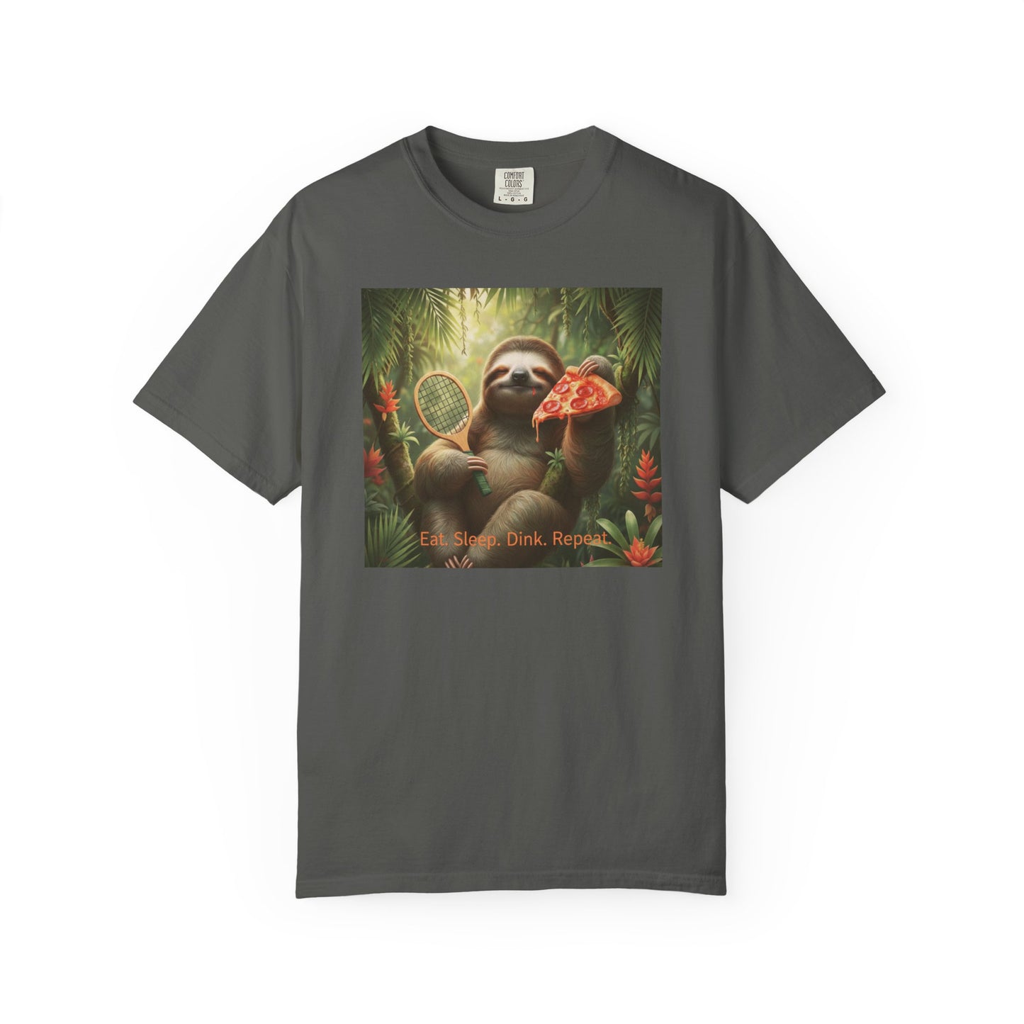 Sloth with Pizza and Pickleball Racket T-shirt | Eat Sleep Drink Repeat