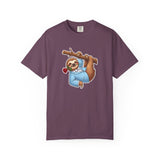 Sloth with Rose on Branch T-shirt | Cute Relaxed Animal Tee
