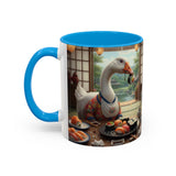 Goose with Sushi Mug | Japanese Tea Room Illustration
