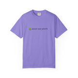 planet over plastic T-shirt | environmental tree slogan tee