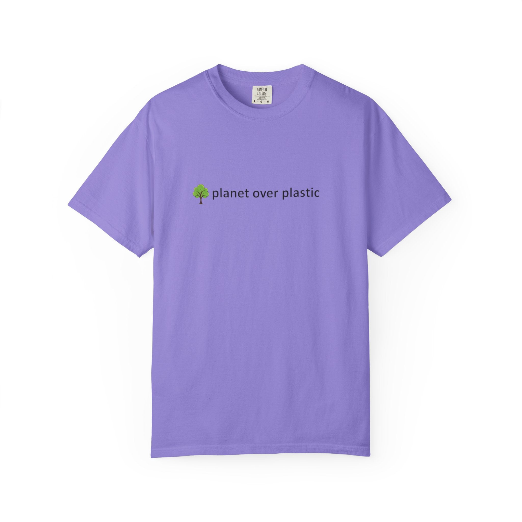 planet over plastic T-shirt | environmental tree slogan tee