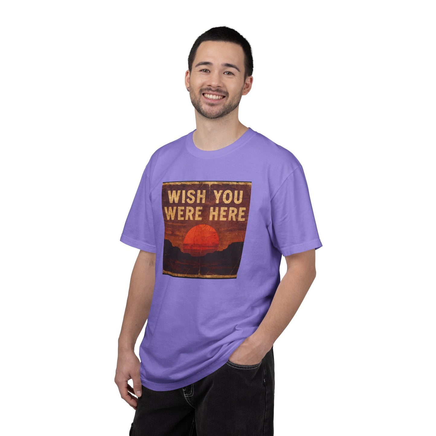 Wish You Were Here Sunset T-shirt | Vintage Sunset Graphic