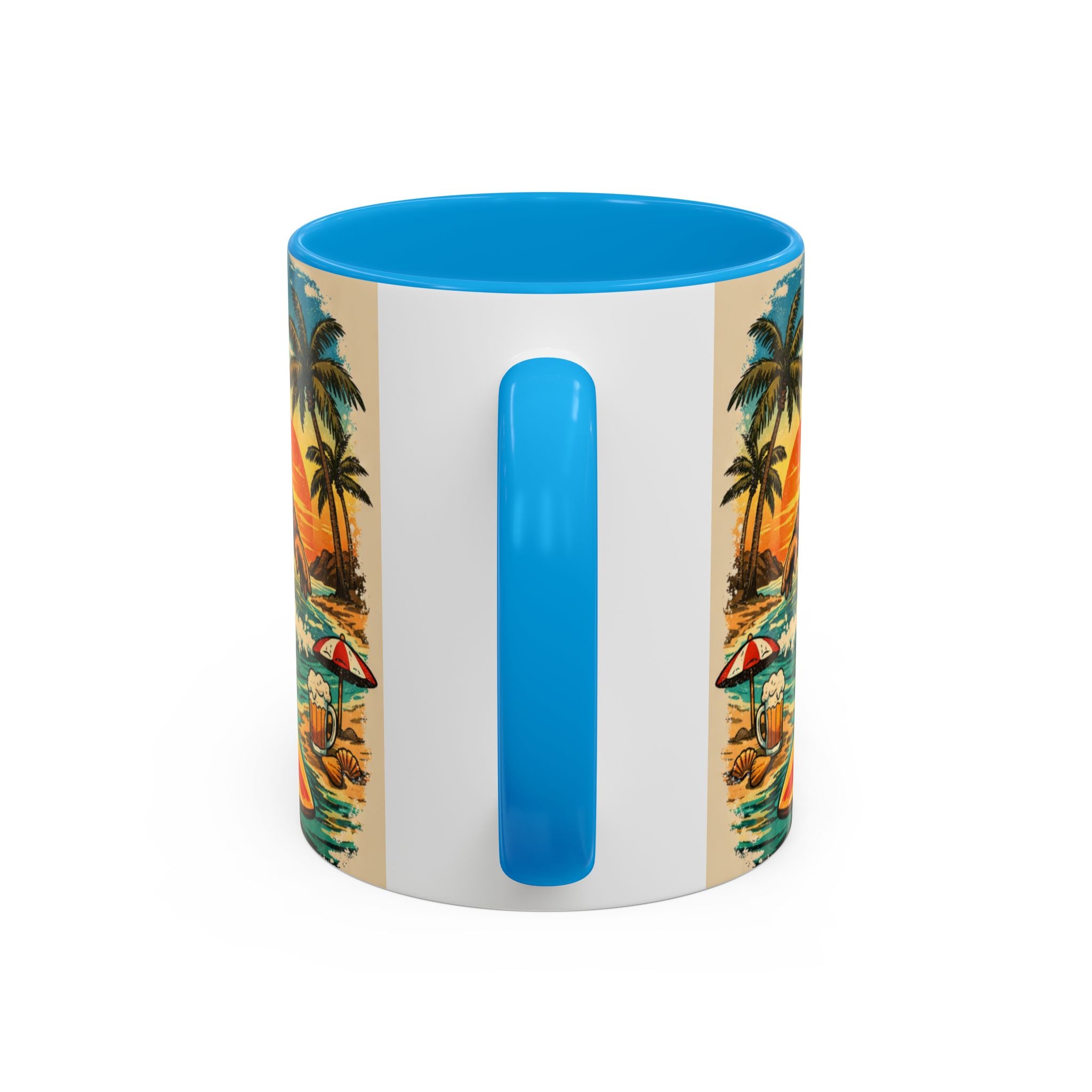 Surfing Bigfoot Mug | Retro Beach Sunset Bigfoot Wave Coffee Cup