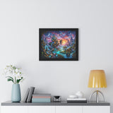 Ethereal Celestial Castle Fantasy Art Print | Dreamy Whimsical Landscape Poster | Vibrant Magical Realm Wall Decor