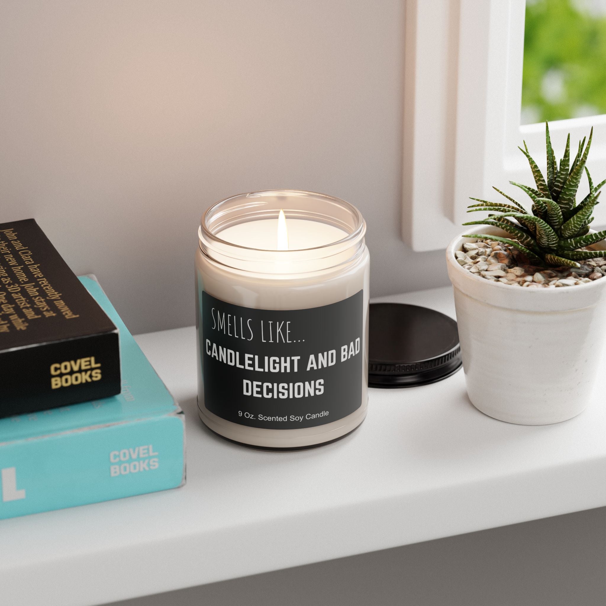 Candlelight and Bad Decisions Candle, Scented Soy 9oz | Punny Romance Quote