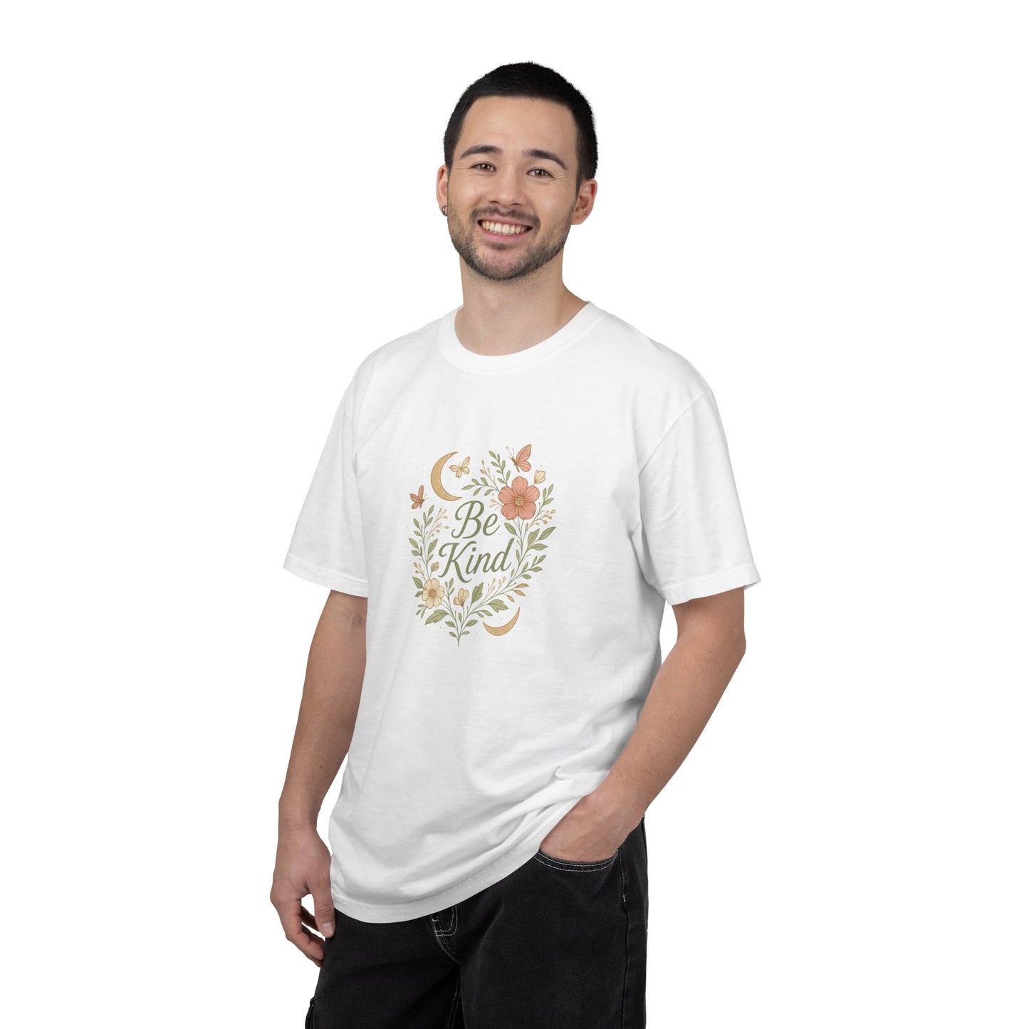 Be Kind Floral Wreath T-Shirt | Positive Quote, Boho Botanical Design