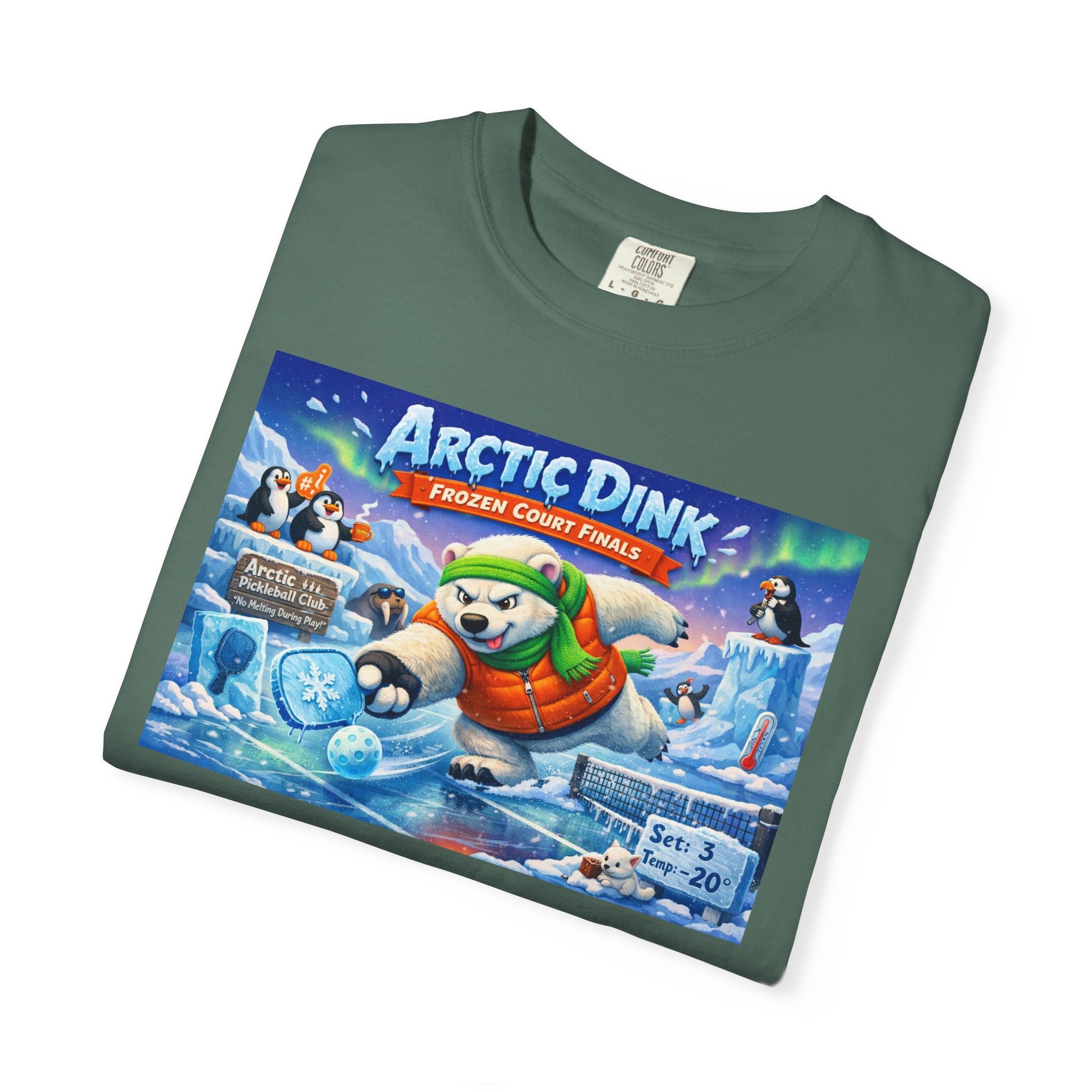 Arctic Dink Polar Bear Pickleball T-Shirt | Retro Game Art