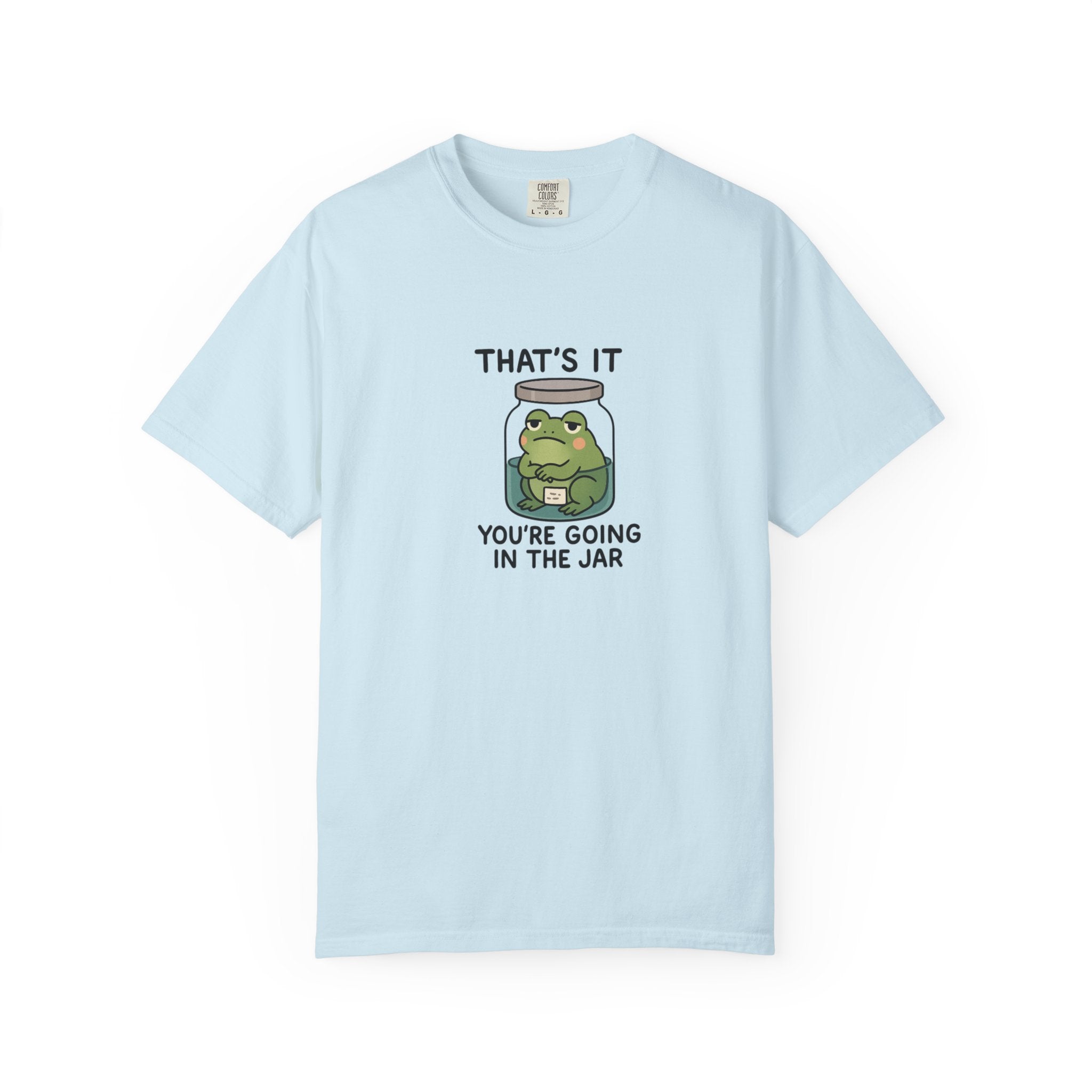Glass Jar Frog Illustration T-shirt | Frog in Water Jar