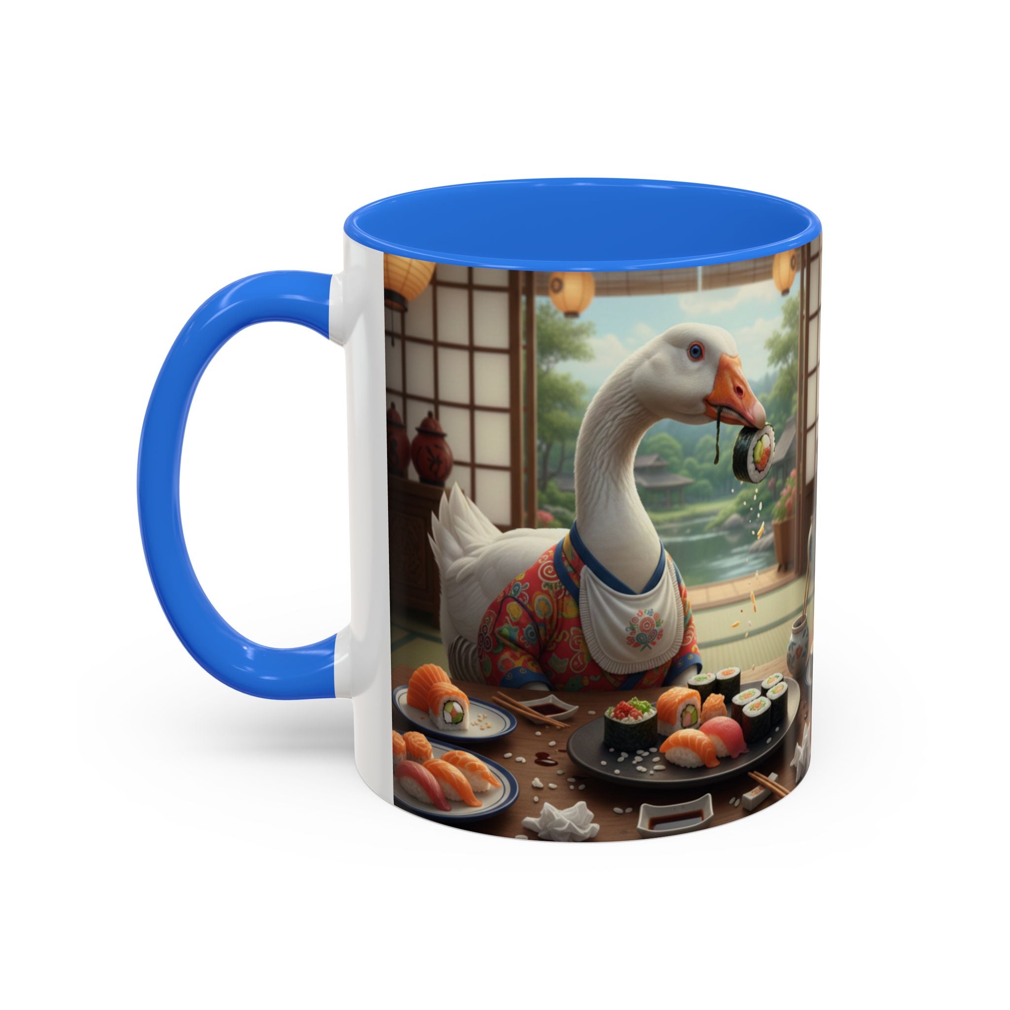 Goose with Sushi Mug | Japanese Tea Room Illustration