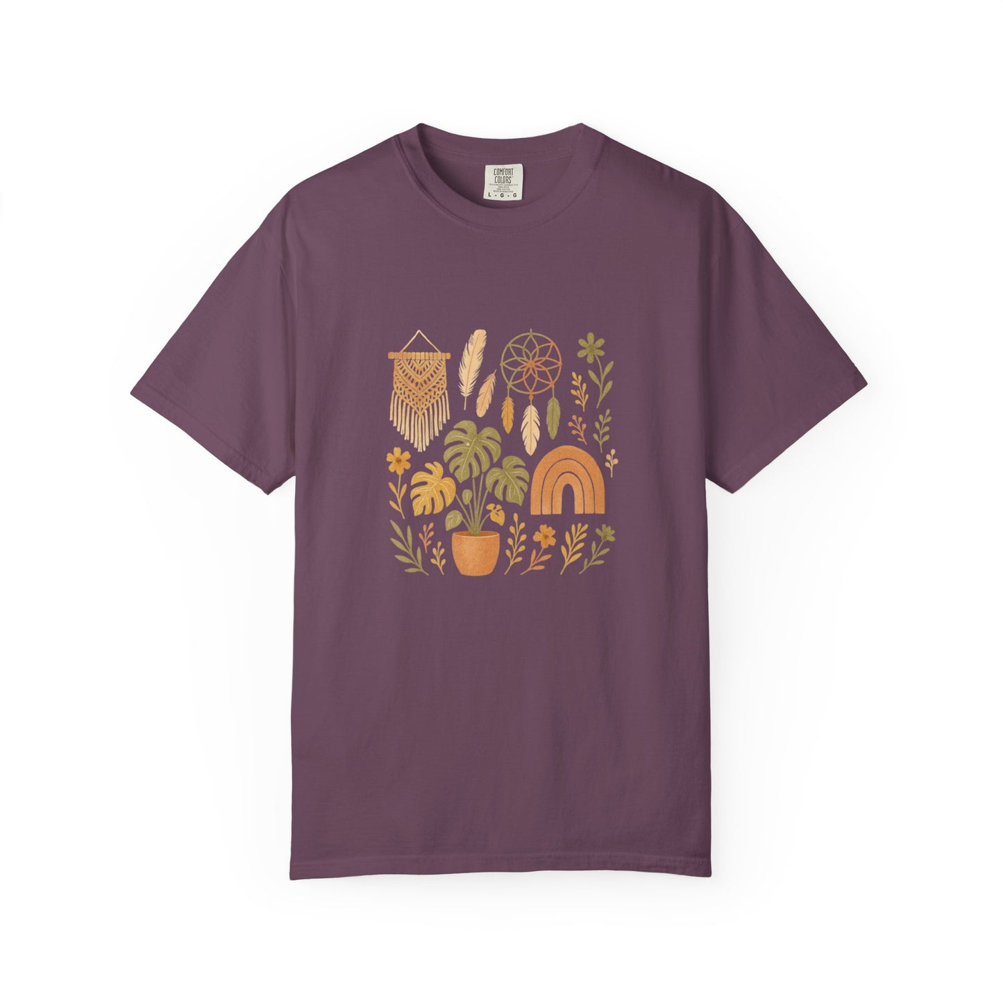 Boho Plants and Dreamcatcher T-Shirt | Rainbow, Monstera, Macrame