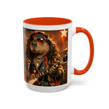 Rockstar Capybara with Guitar Mug | Color Accent Coffee Cup 11oz 15oz