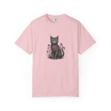 Floral Cat Illustration T-Shirt | Botanical Kitty Tee