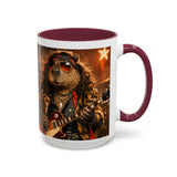Rockstar Capybara with Guitar Mug | Color Accent Coffee Cup 11oz 15oz