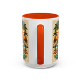 Surfing Bigfoot Mug | Retro Beach Sunset Bigfoot Wave Coffee Cup