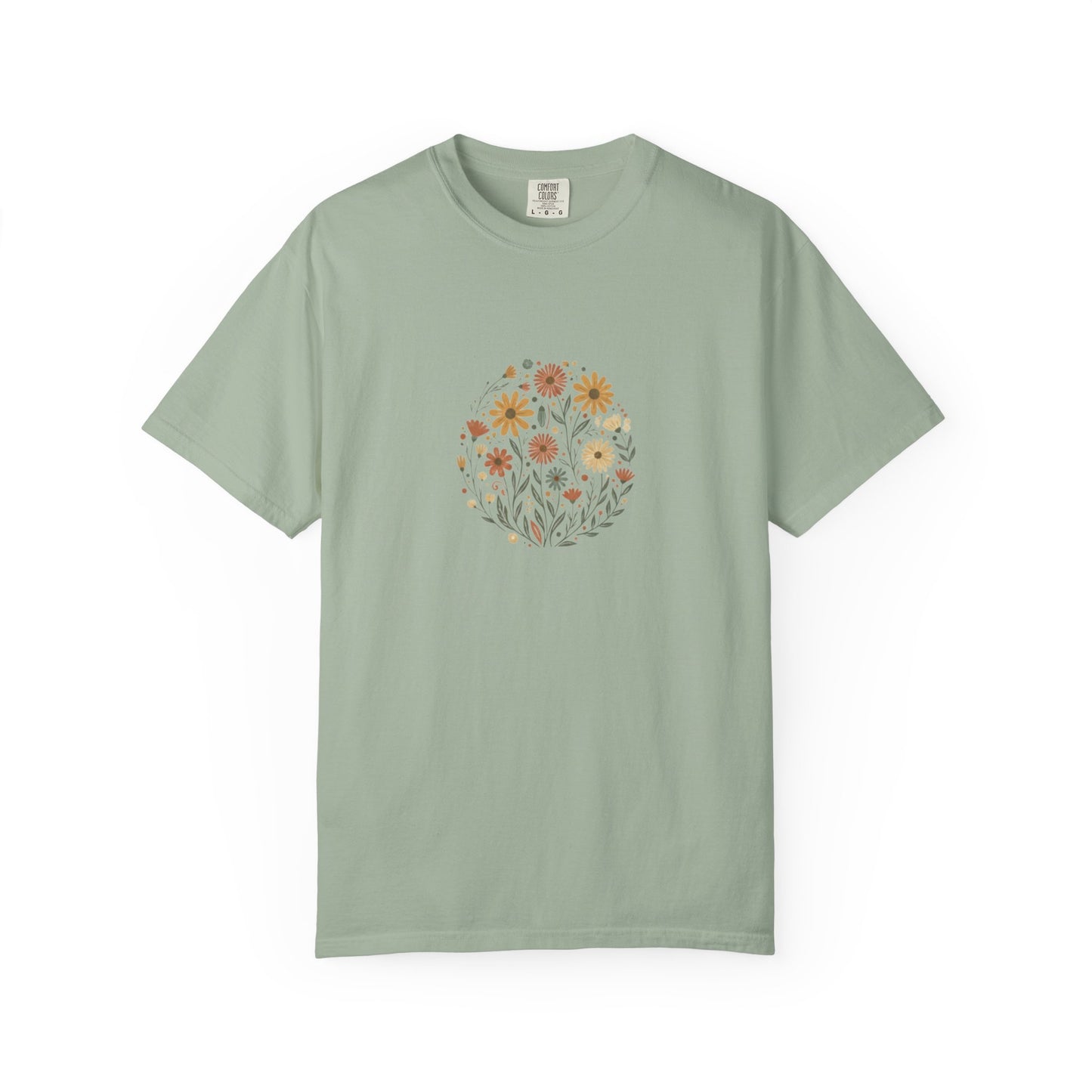 Autumn Wildflower Bouquet T-Shirt | Floral Circle Illustration