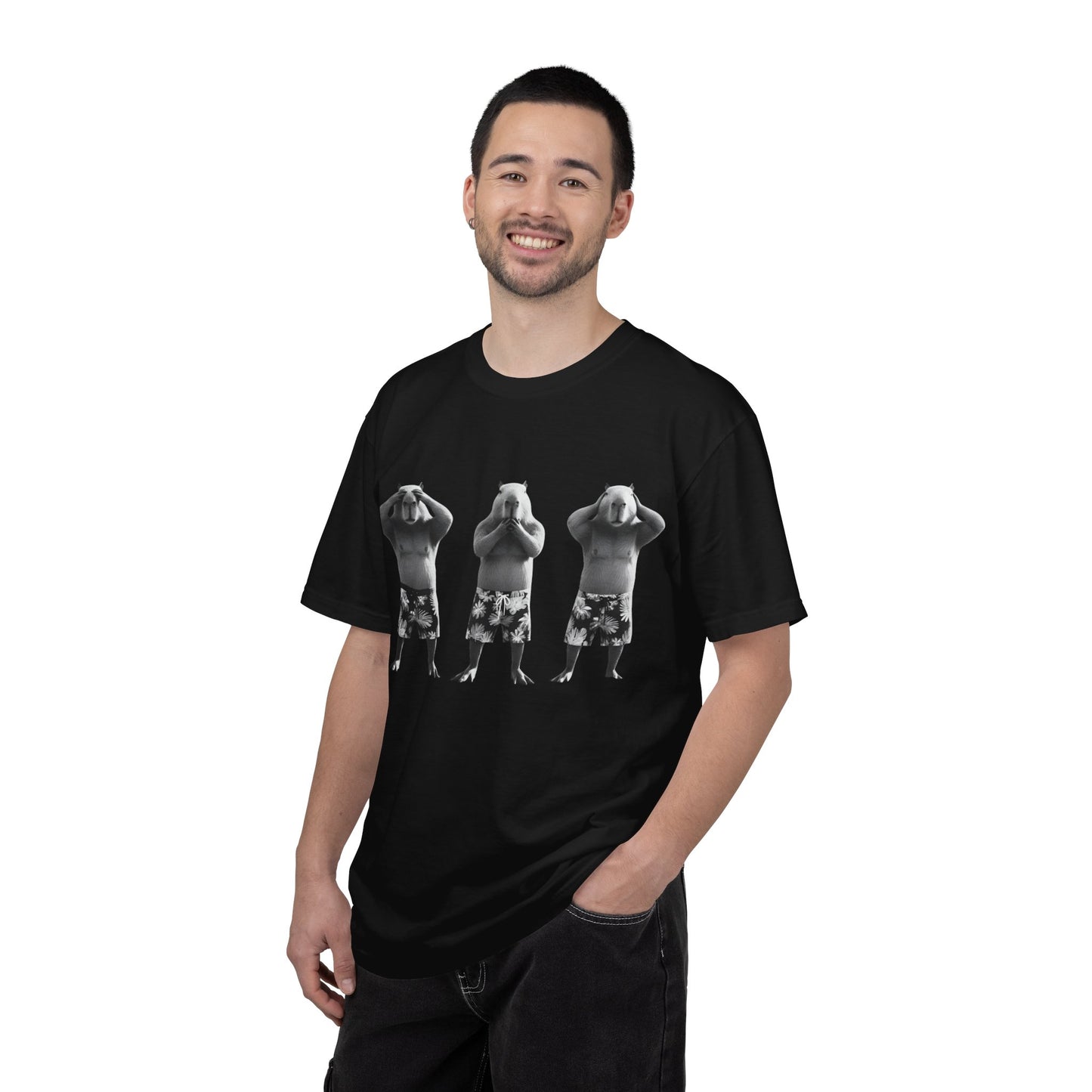 Capybara See No Evil Speak No Evil Hear No Evil T-shirt | Three Monkeys Graphic