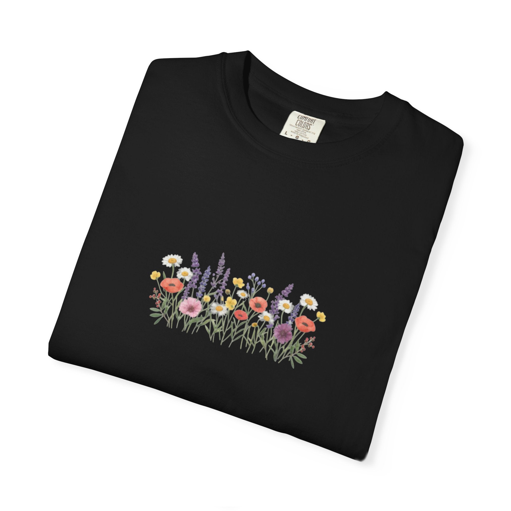 Wildflower Meadow watercolor floral design T-shirt | botanical garden tee